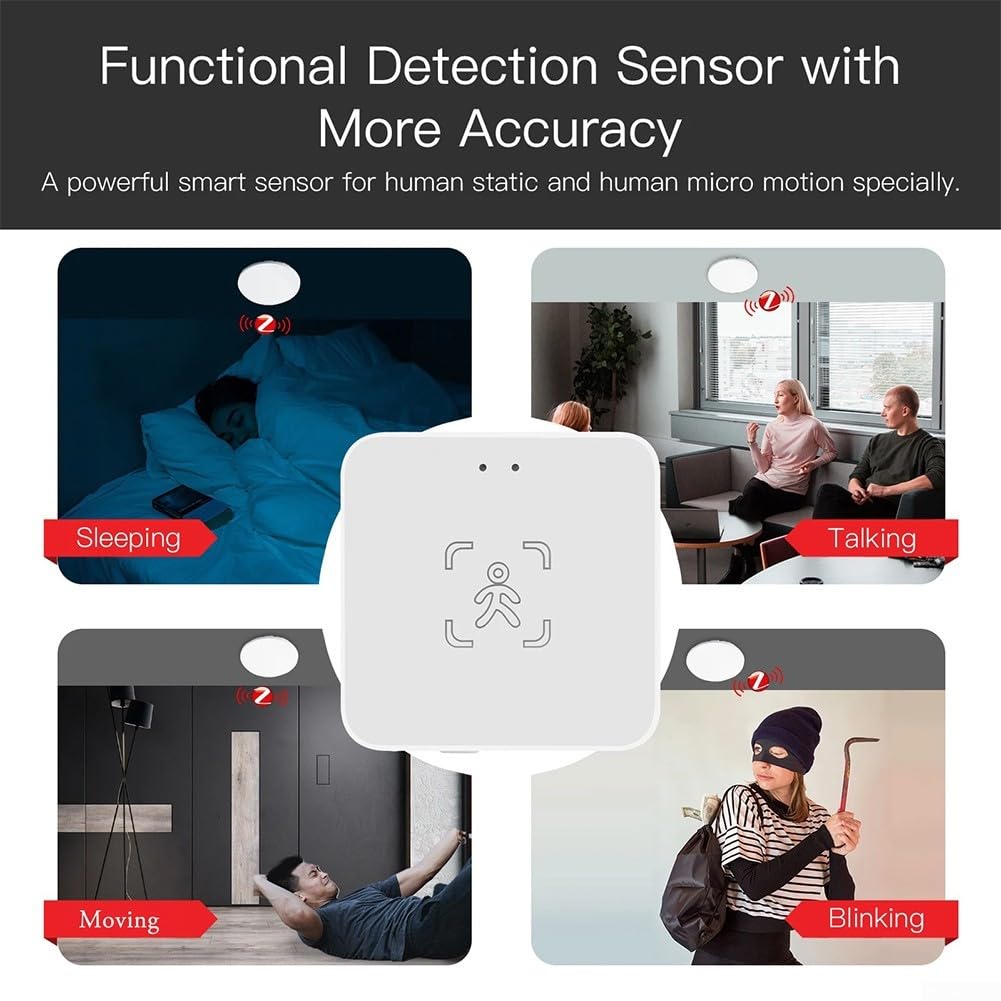 Sensor de presencia humana MmWave, detector de presencia de ondas milimétricas para Tuya, detección de movimiento humano y presencia estática, aplicación Tuya/Smart Life (4x WiFi)