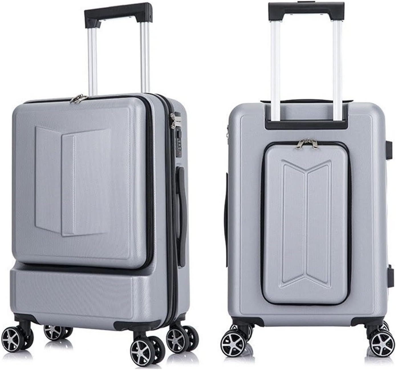 review QYTECxl Carry on Luggage Front Pocket Rolling Luggage Trolley Password Box ; Boarding Suitcase Women Travel Bag Trunk (Color : Rose Gold, Size : 20