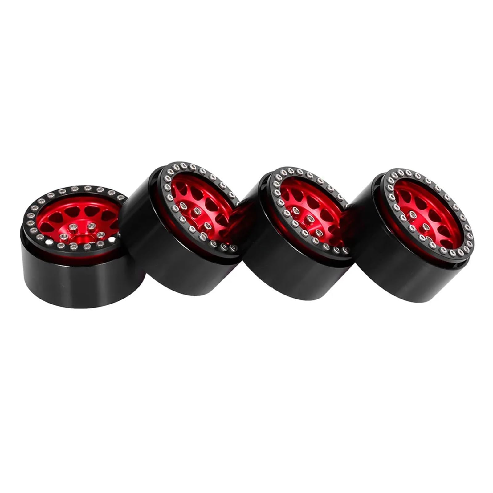 RC Pneus Jante Compatible avec Traxxas pour Hsp pour Redcat pour pour Tamiya pour Axial SCX10 pour HPI 4 Pièces en Métal 1.9 Beadlock Jante De Roue Moyeu Pièces De Voiture RC