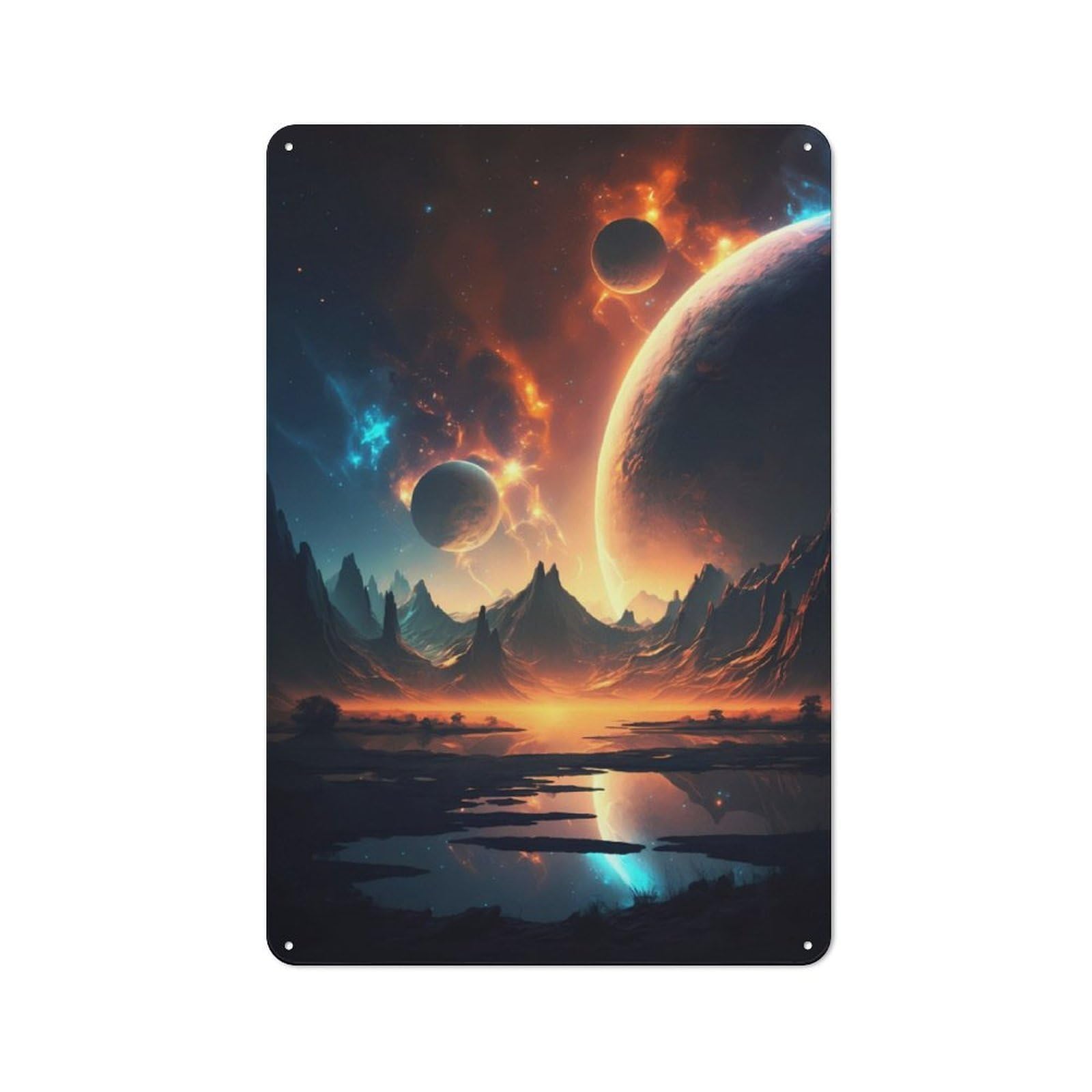 Junmoney Cosmic Horizon Landscape Vintage Tin Sign 30X20cm With For Guest Room Or Hallway, For Themed Room Decoration, For Vintage Wall Decor Fans