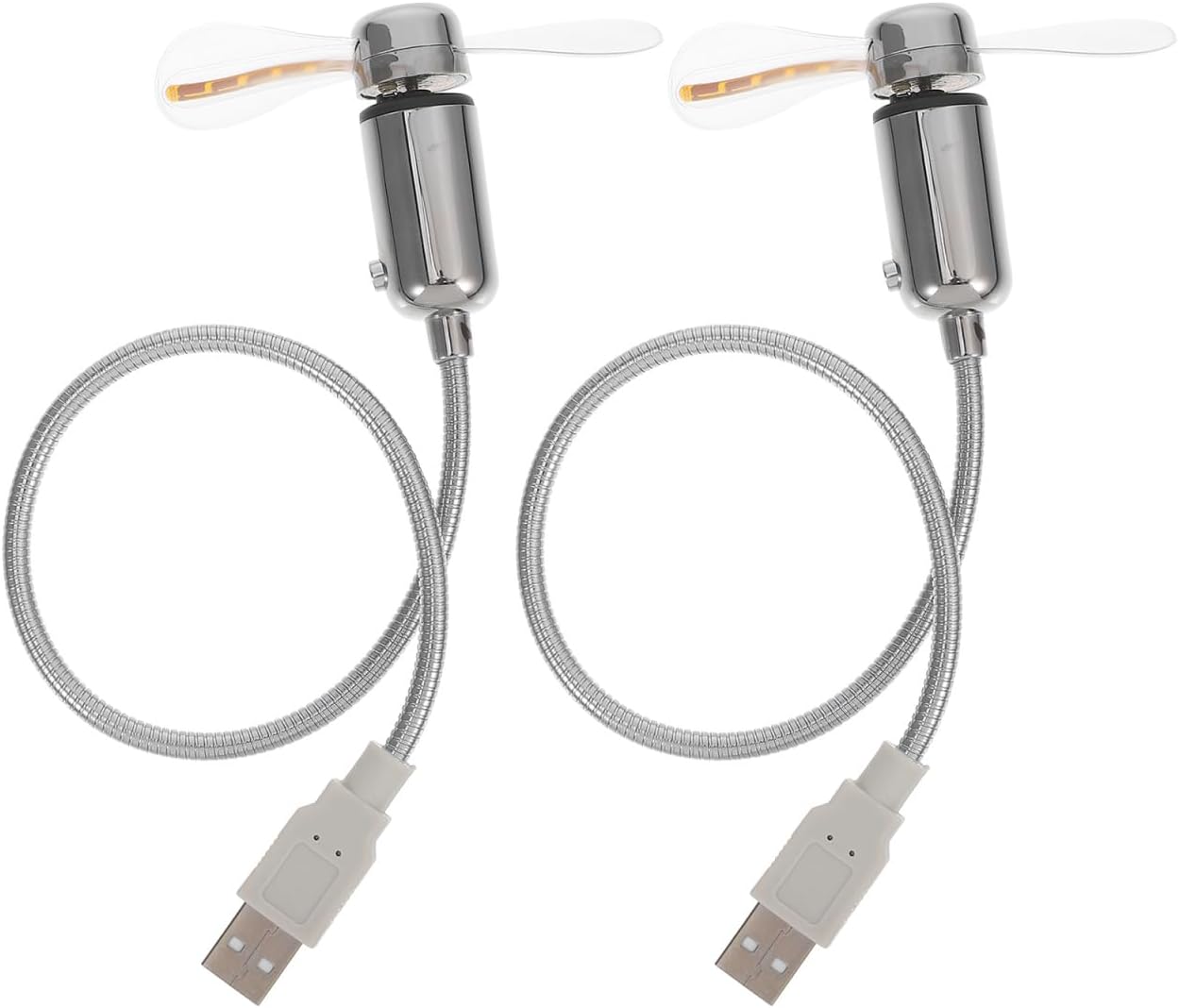 Mikikit Mini-lüfter-set Mit 2 Stück Leise Farbenfroh Kreisförmiges Display Für Desktops Laptops Silber