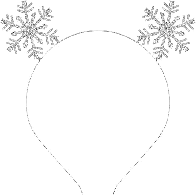 Sibba Christmas Snowflake Headbands Xmas Rhinestone Hairbands Shinny Crystal Merry Christmas Crown Hair Hoop Holiday Party Tiara Headpiece, Silver