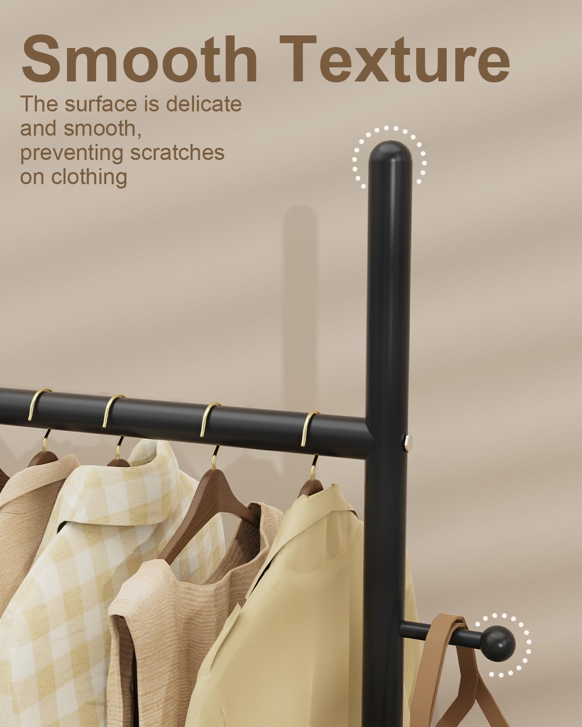 Métal Porte Manteau Sur Pieds, avec 2 Crochets, 50x30x175 cm, Noir | Portant à Vêtements Haute Qualité, Vestiaire d'Entrée avec Dalles de Roche Lourdes, Portemanteau sur Pieds pour Chambre