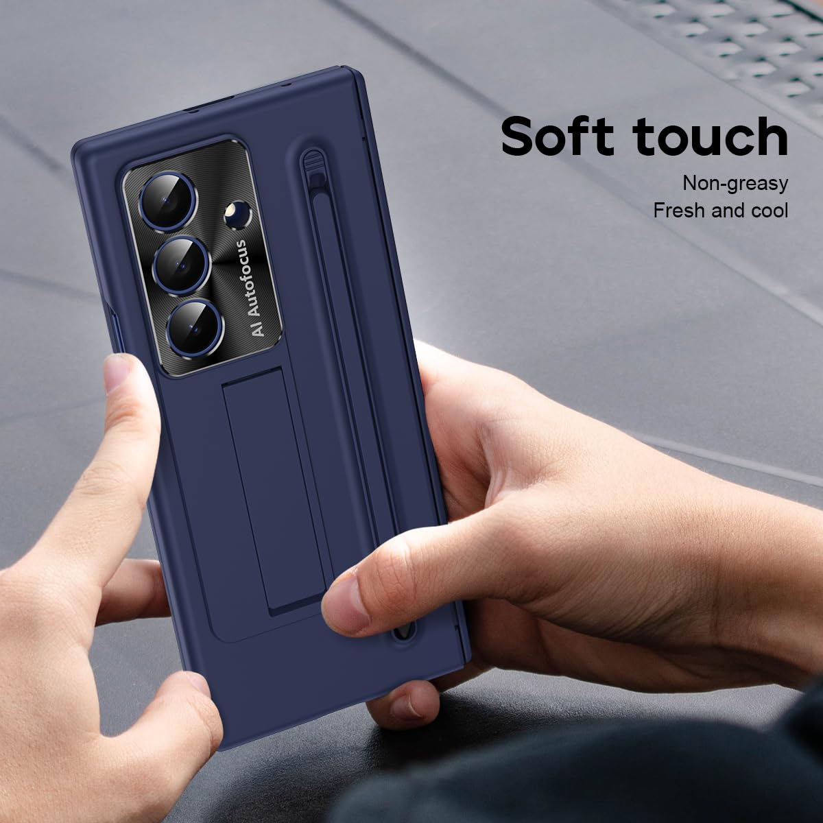 BRAND SET Etui do Samsung Galaxy Z Fold8 Ultra z wbudowaną osłoną ekranu, podpórka, uchwyt na długopis, ochrona zawiasów, odporna na wstrząsy obudowa PC, niebieskie
