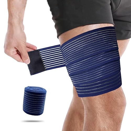 Vendaje de compresión para muslos adecuado para hombres y mujeres, banda de soporte de rodilla, pierna inferior y pantorrilla, alivio del dolor de