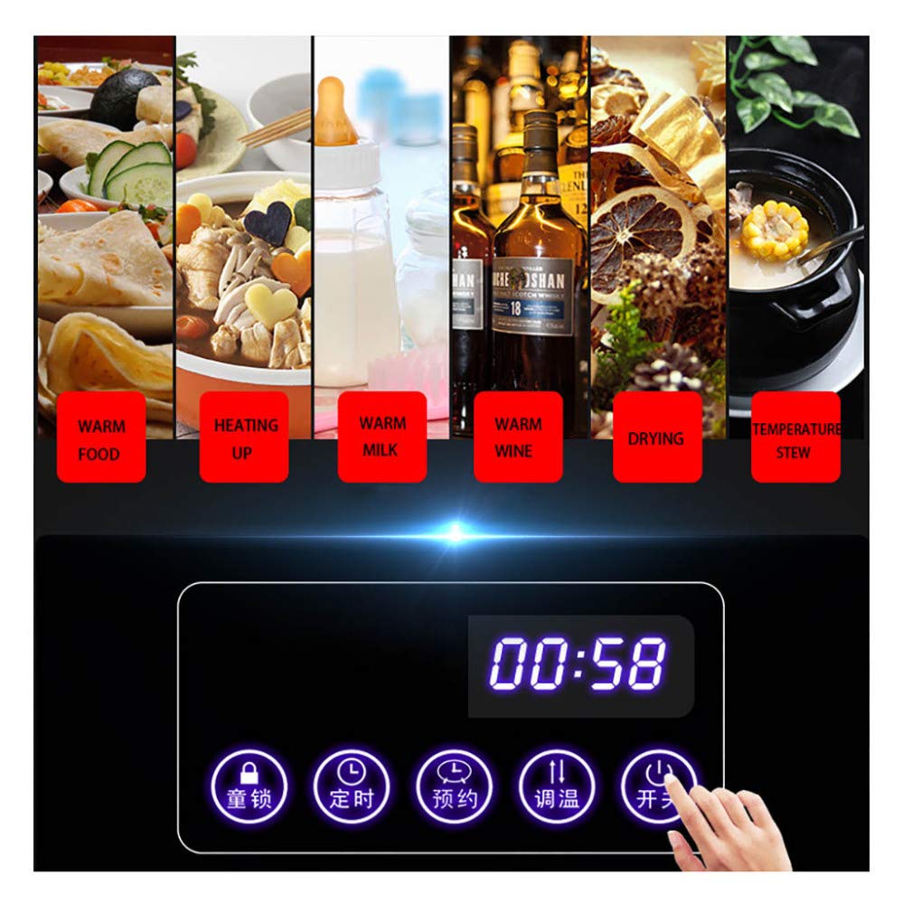 Mirbly Bandeja de Calientaplatos Electrico, Calienta Platos con temporizador táctil, calentador giratorio para el hogarBandeja De Calientaplatos Electrico, Calienta Platos Con Temporizador Táct