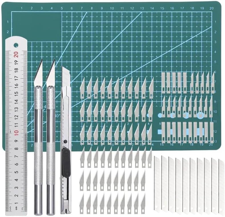 Kaobuy Leather Carving Skiving Knife Tool Kit Stainless Steel Carving Knife With Three Shape Blades Cutter Engraving Craft Knife