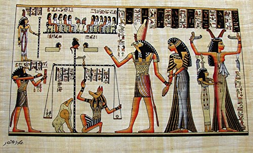 Egyptian Hand-Painted Papyrus Artwork (Imported): Anhai in the Hall of Ma'at Book of the Dead