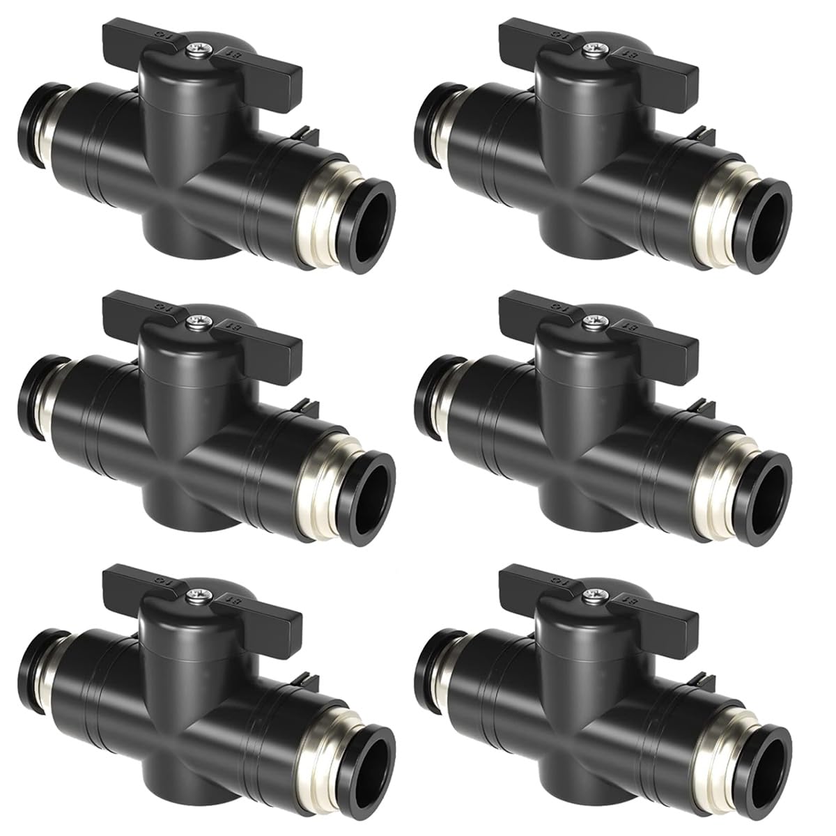ANBOO 6 Pcs 8mm Pneumatic Ball Valve Push to Connect Fittings, BUC Air Flow Control Valve Straight Quick Connect Air Hose Fittings