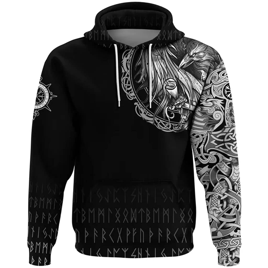 Sweat corbeau viking confortable anti-décoloration pull imprimé 3D runique