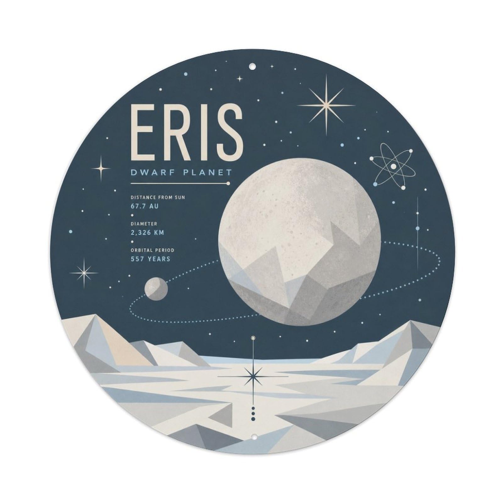 Cosmic Eris Dwarf Planet Orbit Astral Galaxy Deep Space Metal Tin Sign Plaque Wall Decor for Cafe, Man Cave, Club Bar, Office, Home Garden Round Metal Poster 8x8Inch