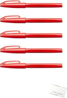 サインペン 5本パック XS520BD5 赤 【サインペン 赤 5本,オリジナルindex card1枚 】細字 水性 XS520-BD Jasmine Symphonyオリジナルアソートセット