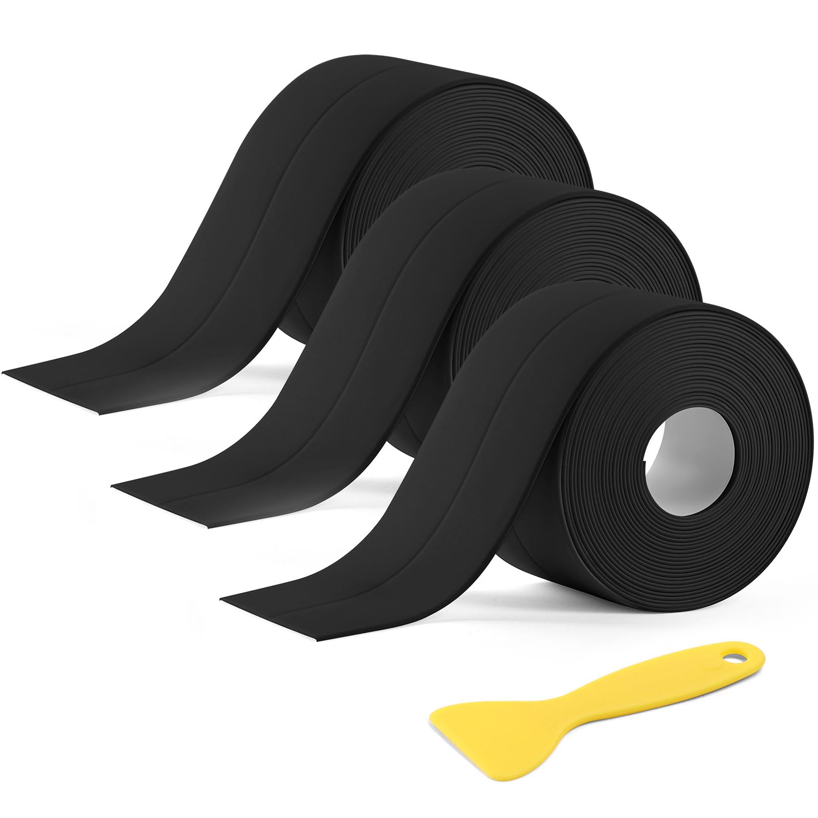 NUTKIT Bath Sealant Strip Self Adhesive, 3PC 19mmx3.2m Caulk Strip, Bathroom Anti Mould Sealant strip, Shower Tray Sealing strip, Waterproof Sealing Tape with shovel for Kitchen, Toilet, Corner, Sink