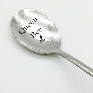 family Kitchen Queen Bee Gourmet coffee spoon,Stainless Steel Espresso Engraved Spoon,Engraved Unique Originality For Friend Girlfriend Boyfriend Dad Birthday Christmas Gift Dad Birthday
