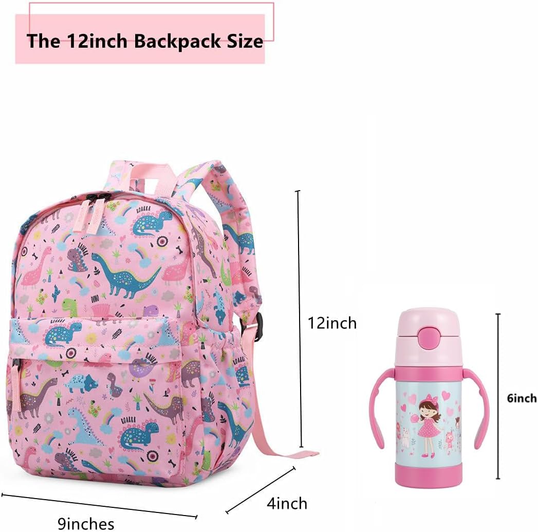 Cute Toddler Backpack for Boys Girls Preschool Kindergarten Nursery Travel School Bag with Chest Buckle(Pink Dinosaur) - Image 3