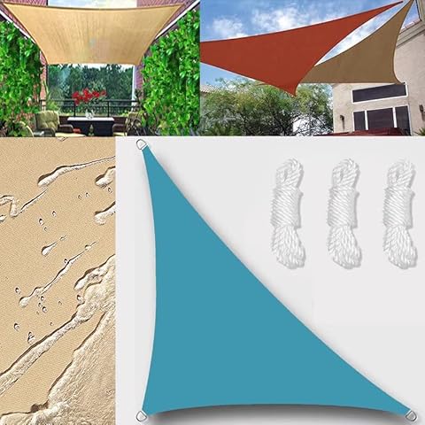 Sun Shade Sail Outdoor Waterproof Right triangle 2x2x2.8m Shade Sails Canopy UV Protection for Garden Patio Block With Rope Shade Sail Kit Blue Lake Cover