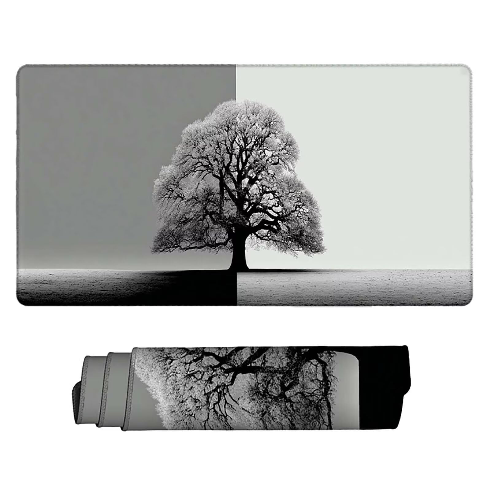 Tappetino Mouse XXL 1000x500mm Grigio Mousepad Albero Tappetino Scrivania Grande, con base in Gomma Antiscivolo, Impermeabile Sottomano Scrivania per Computer, Accessori Gaming Mouse Pad 5-1990j