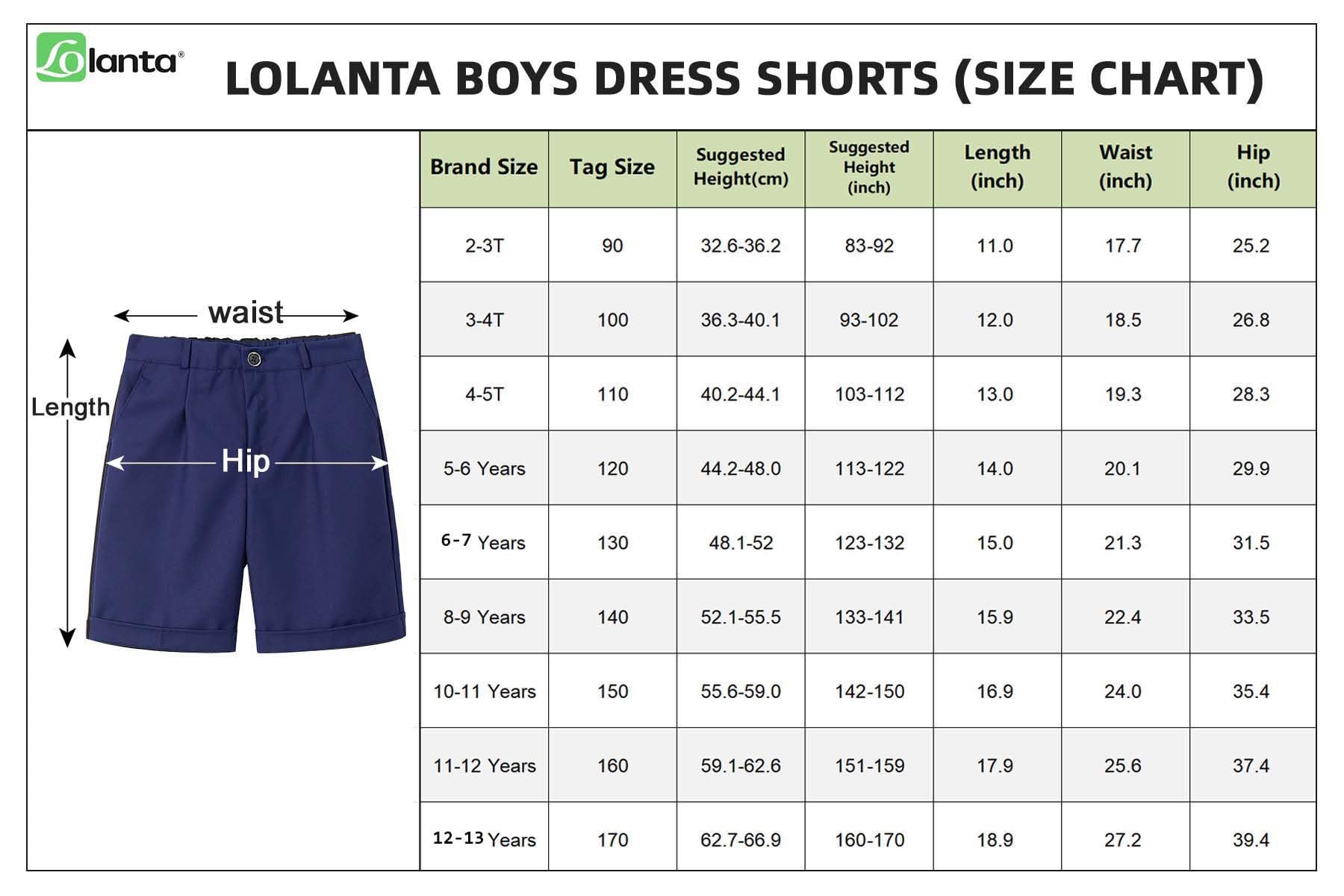 LOLANTA Short Scolaire Garçon, Shorts Habillée Enfant, Pantalon Été Formel, Short Uniforme à Taille Réglable 2-13 Ans
