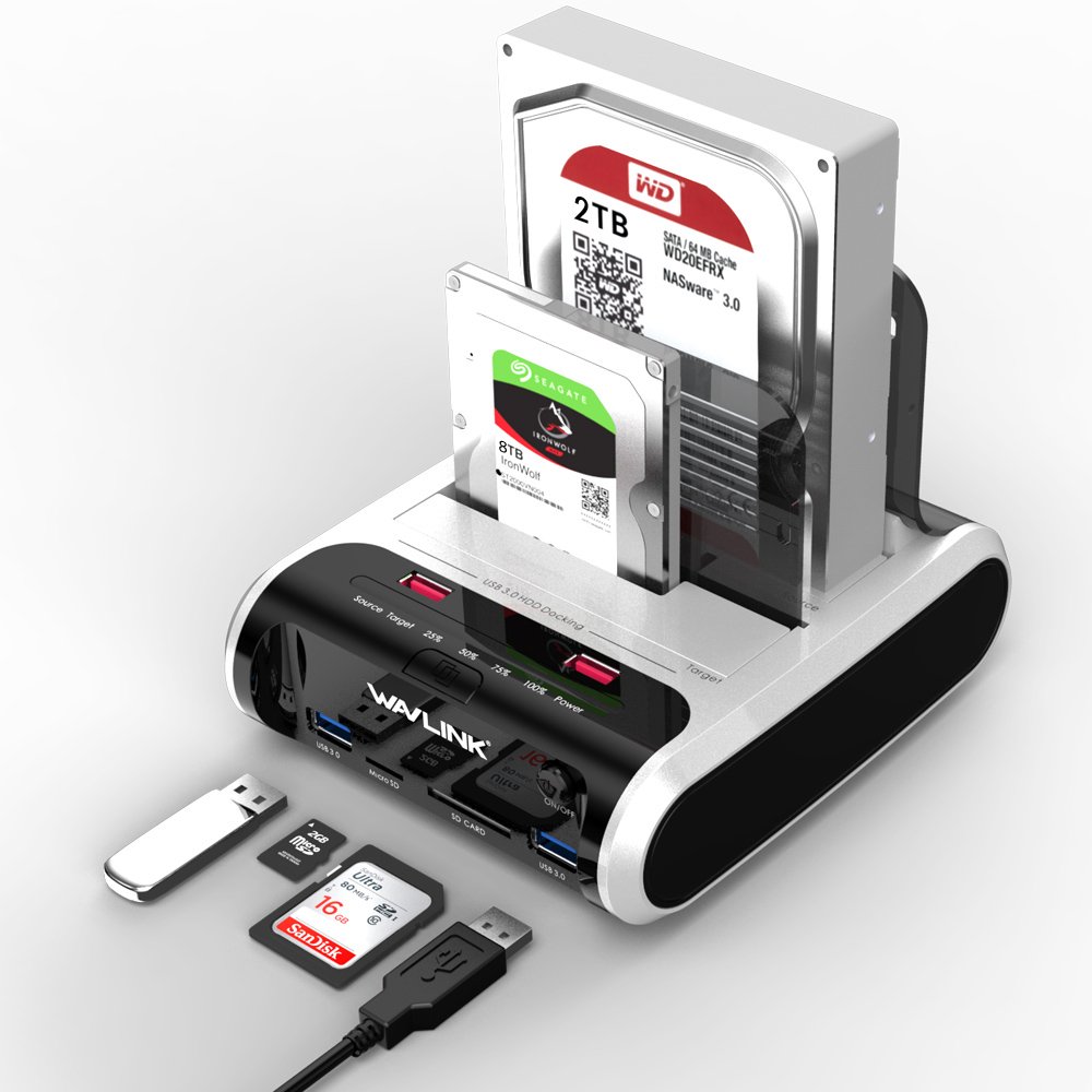 Hard Drive Scaffale per SSD e HDD WAVLINK Connettabile TF/SD - Dettaglio