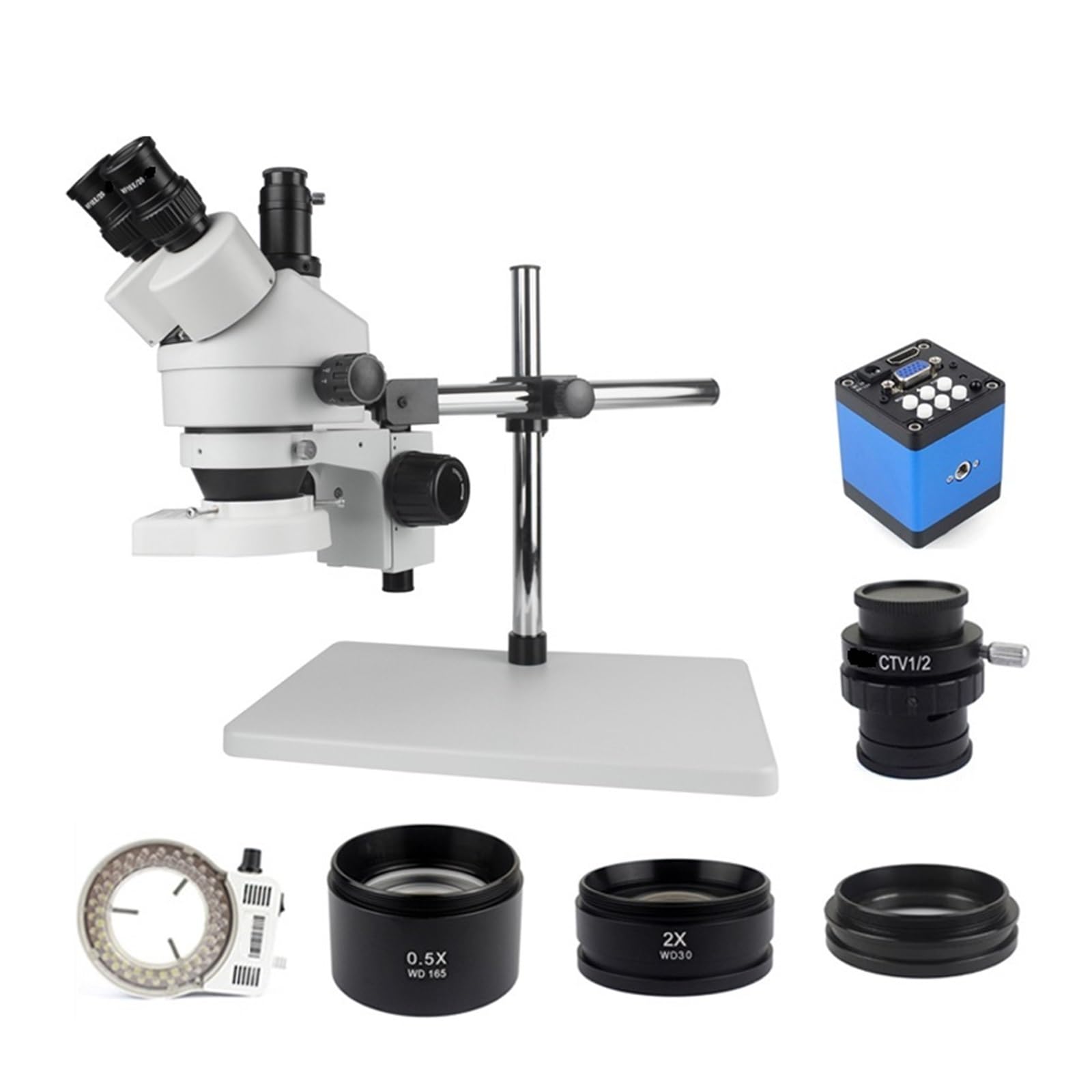 Mikroskop Cyfrowa Kamera Mikroskopowa USB Simul-Focal Trinocular Mikroskop Stereoskopowy Do Lutowania Naprawa Przemysłowa Mikroskopia(3.5X-90X 13MP-03)