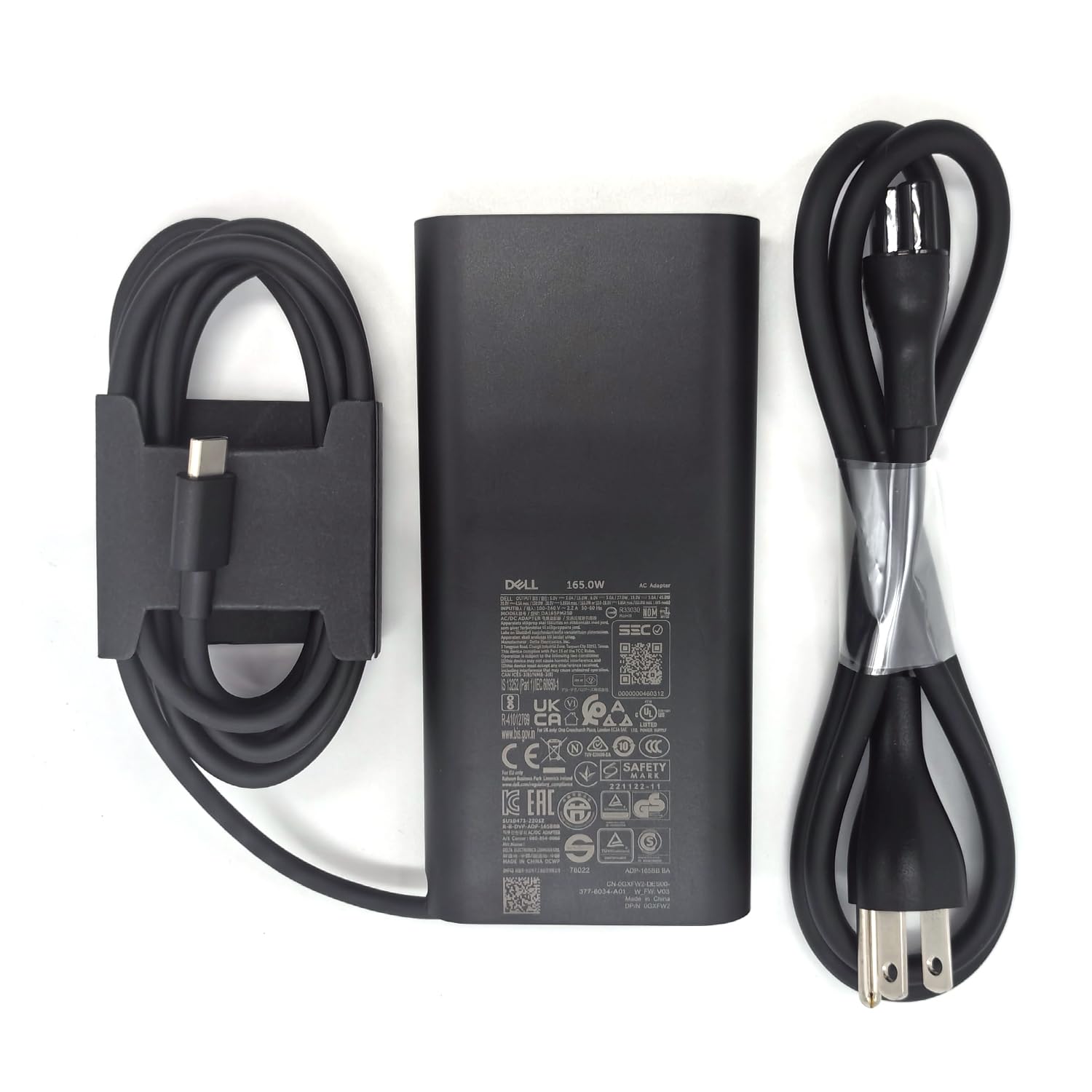 Dell Laptop Charger GAN 165W Watt USB Type C AC Power Adapter, Precision 5680 5690 AC Charger, XPS 17 9720 9730 AC Adapter, Balck, DA165PM210