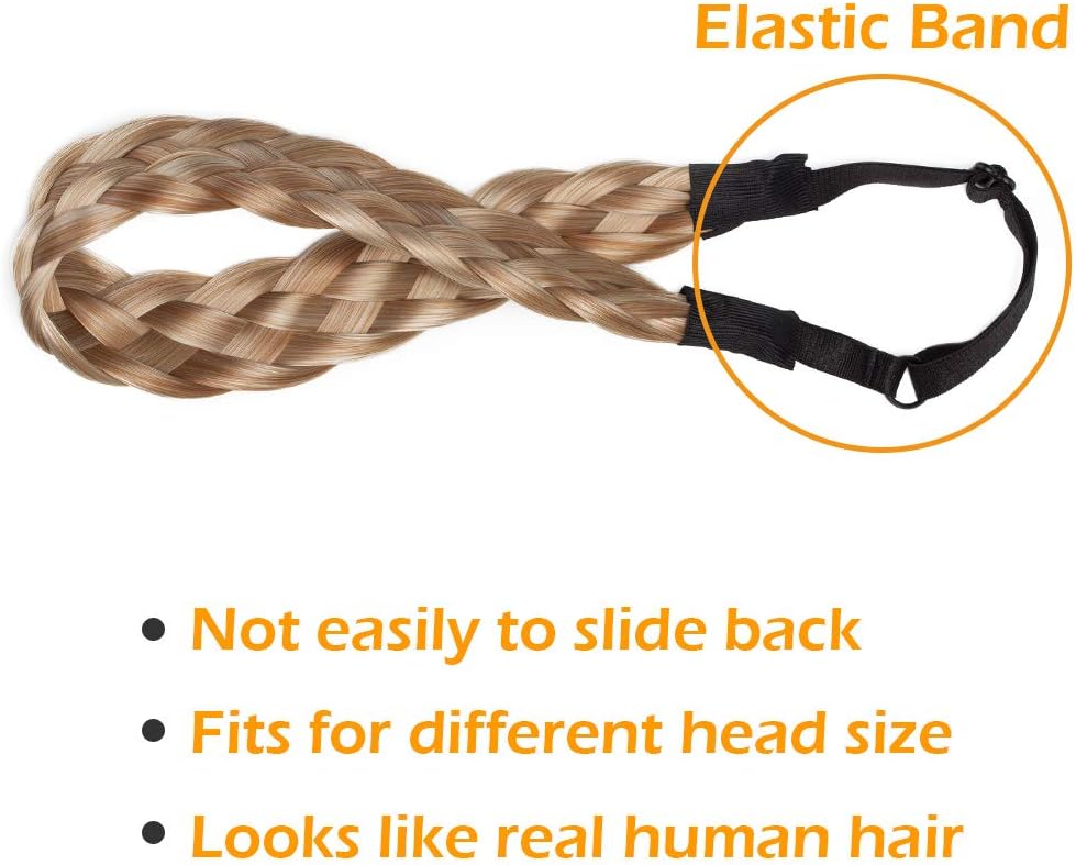Silk-co Stretchable Plaited Headband Twist Hair Bands Fashion Plait Braided Hair Accessories Women Synthetic Honey Blonde mix Bleach Blonde - Image 5
