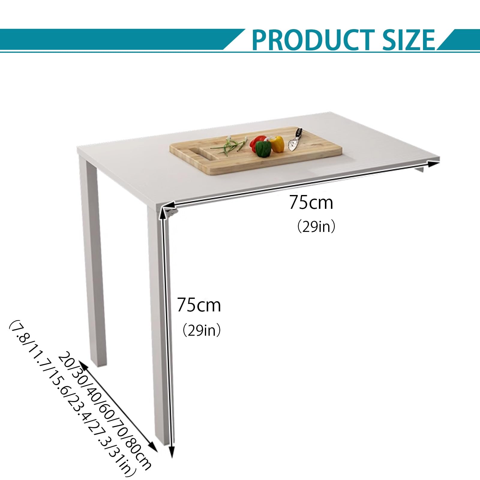 Scrivania pieghevole da parete, tavolo salvaspazio in legno nero (75 x 30 cm) per casa, ufficio e cucina, versatile, abatible Escritorio per piccoli spazi, elegante scrivania da parete in stile cact