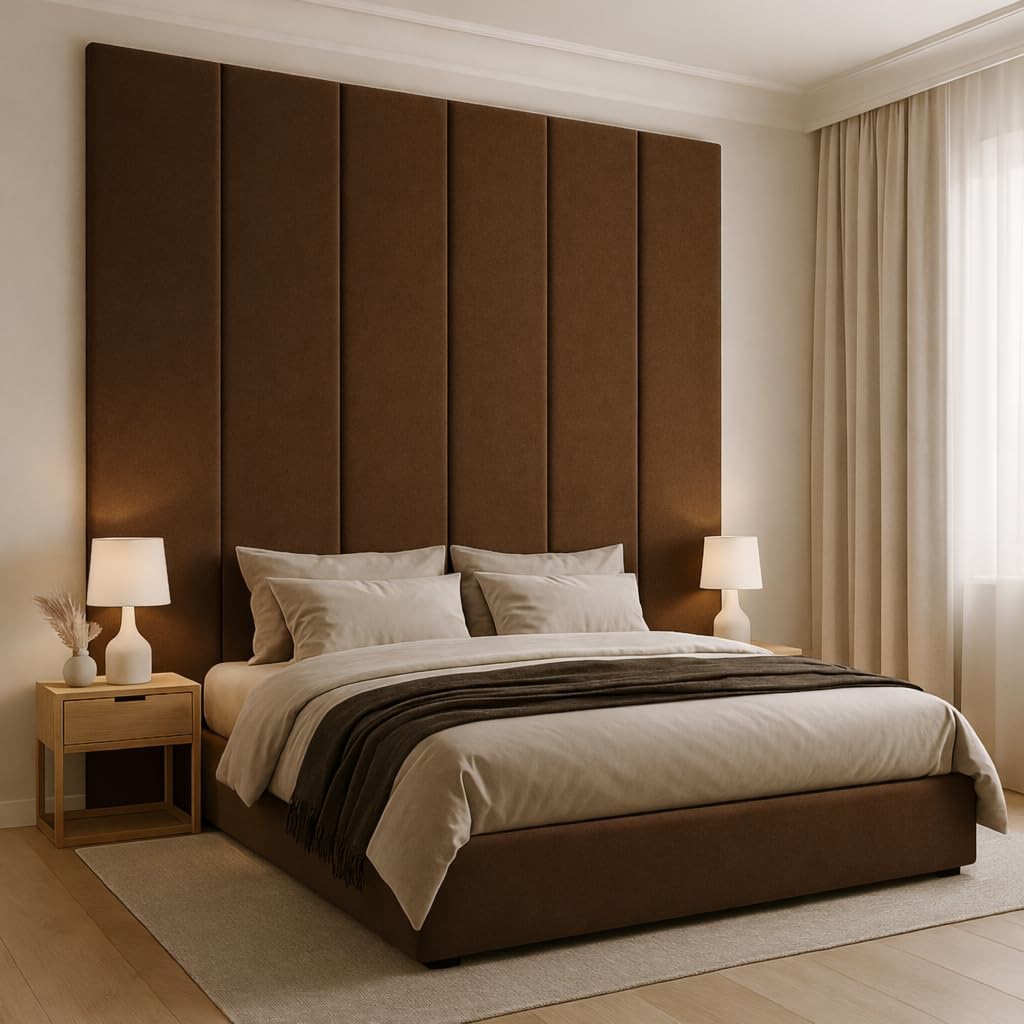 Wall Mounted Upholstered Headboard Vertical Panels, Made to Order (Queen (U.S. Standard))