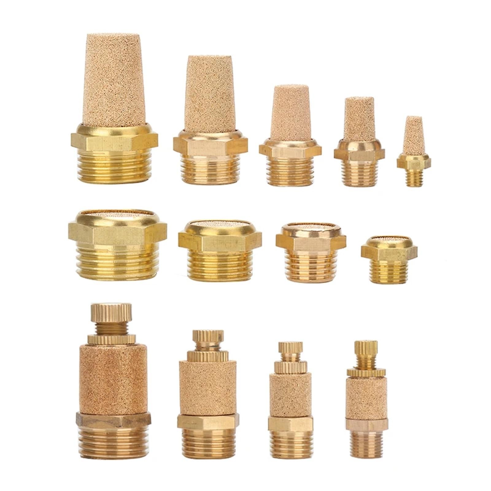 Silencieux pneumatique en laiton réglable Long court 1/8 1/4 3/8 1/2 filetage mâle 1 pièces(Long-02)