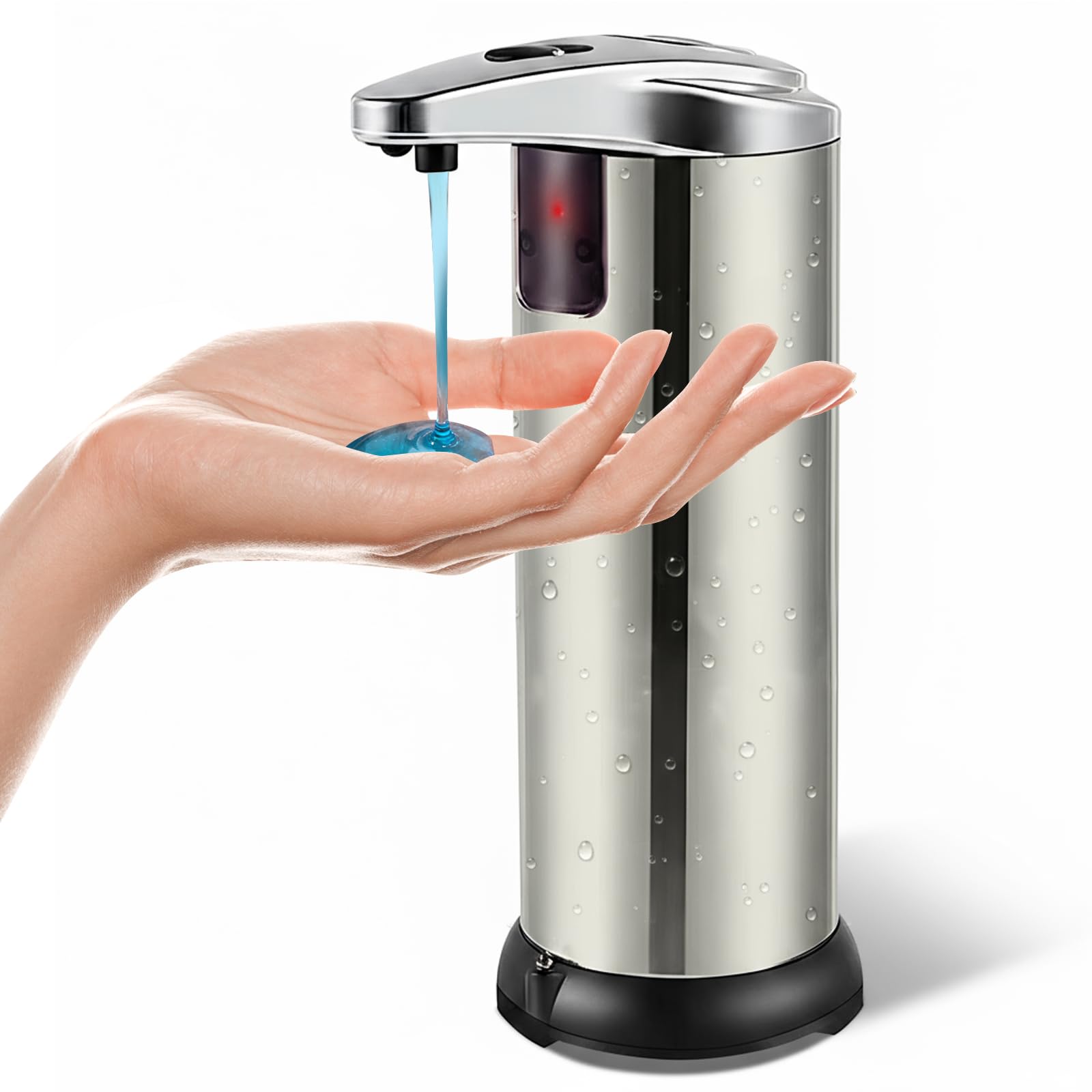 Dispensador Jabón Automático, 260ml Dispensador Jabón Baño con Sensor, Funciona con Pilas,Resistente al Agua IPX5, 3 ajustes Acero Inoxidable Dispensador Jabon Liquid Cocina para Cocina, Baño