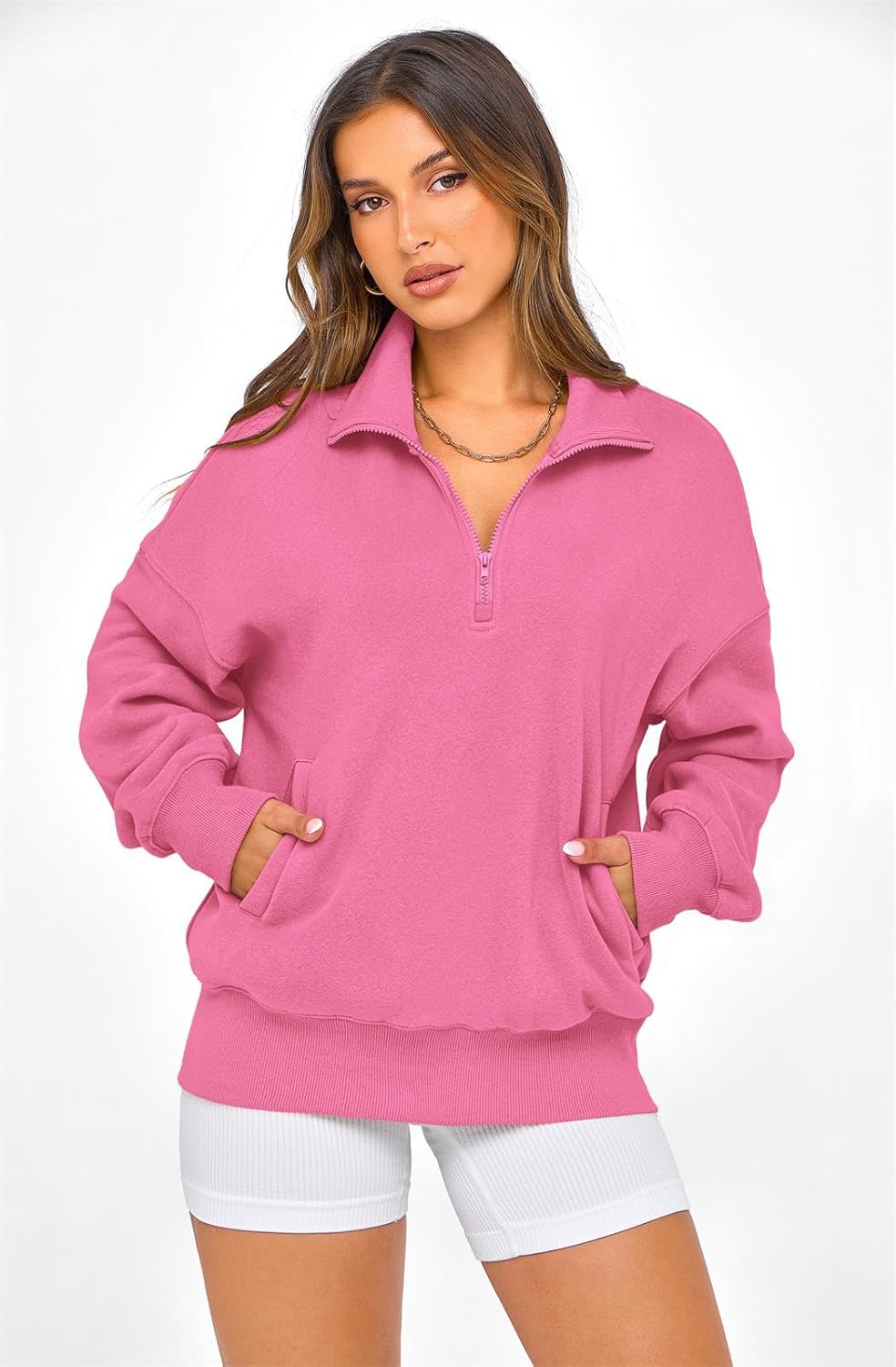 PRETTYGARDEN Womens Half Zip Oversized Sweatshirts Fleece Hoodies 2026 Trendy Long Sleeve Pullover Tops Y2k Spring Outfits - Image 3
