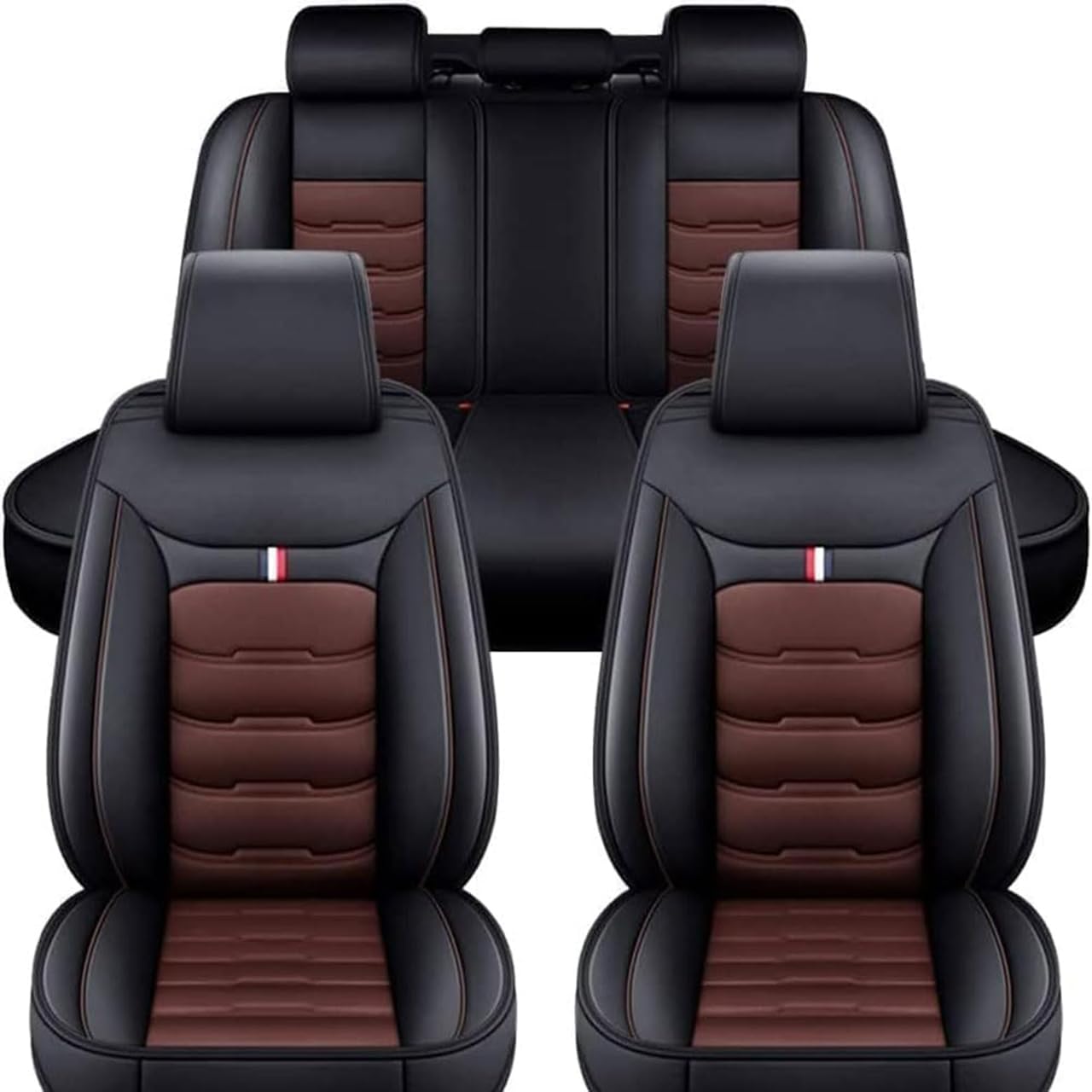 Yoqik F/Black-Coffee Car Seat Cover Sets Or Toyota Yaris Cross Hybrid 2021-2024,Leather Ront Back Ull Surround Protectors Pad Breathable Waterproo Universal Interior Accessories,