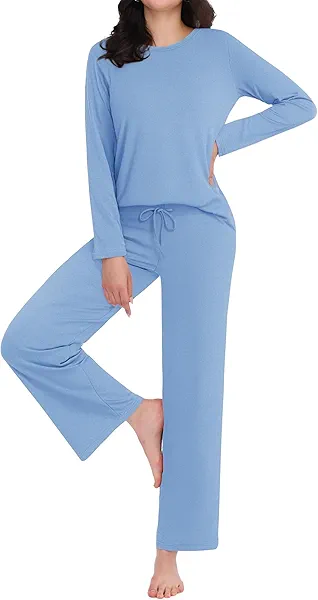 ZOOSIXX Womens Pajama Sets - Soft 2 Piece Lounge Sets for Women, Long Sleeve Sleepwear & Loungewear Pjs Set