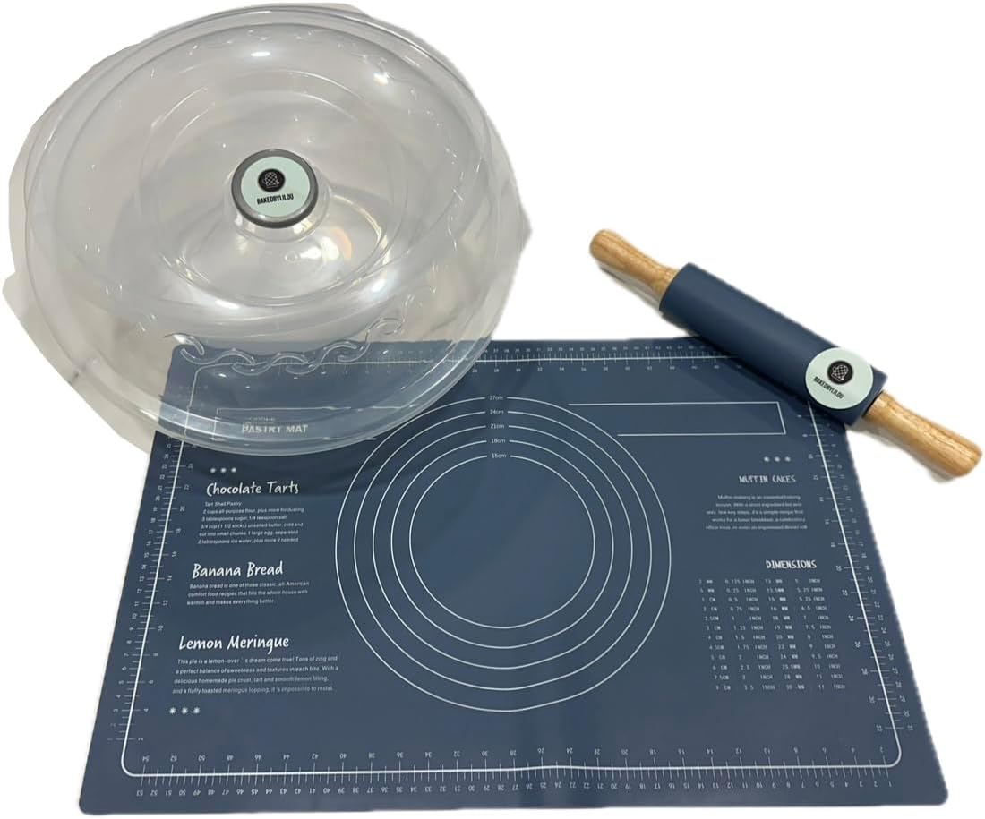 Challah bowl set with the best challah bowl with mat and rolling pin ! Navy blue