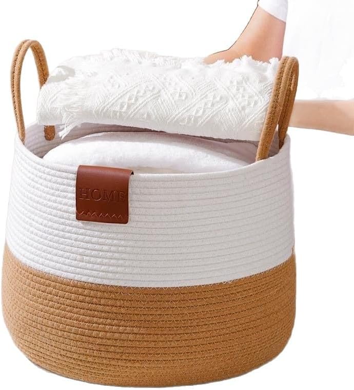 Bohemian Handwoven Storage Baskets for Newspaper, Blanket, Pet, Cloth, and Toys