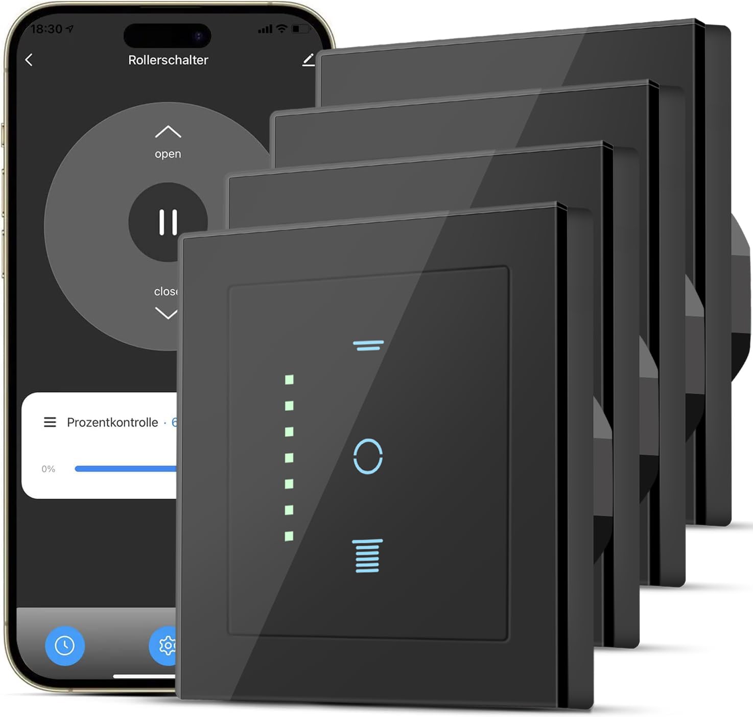 Smart gordijnschakelaar, wifi rolluikschakelaar, smart blinds schakelaar met touch panel compatibel met Alexa Echo en Google Assistant, app afstandsbediening en tijdschema (1 stuks