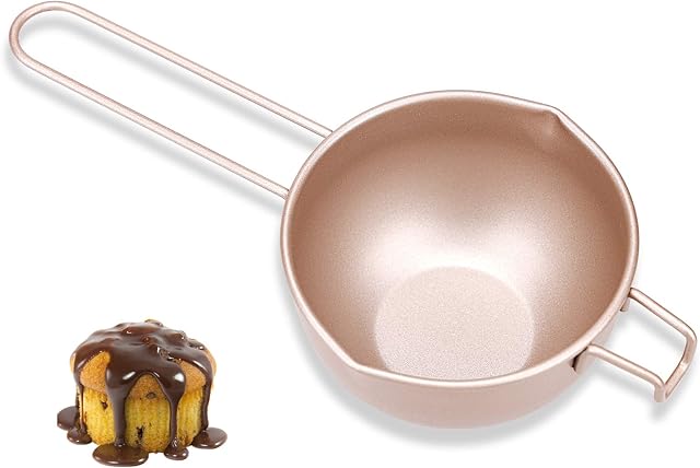 OGIBRIDI Melting Chocolate Pot Bain Marie Pot Double Boiler Insert Wax Melting Pot Milk Pot Non-Stick for Melted Butter Cheese Caramel Candy and Milk Honey Heating Carbon Steel 450ml