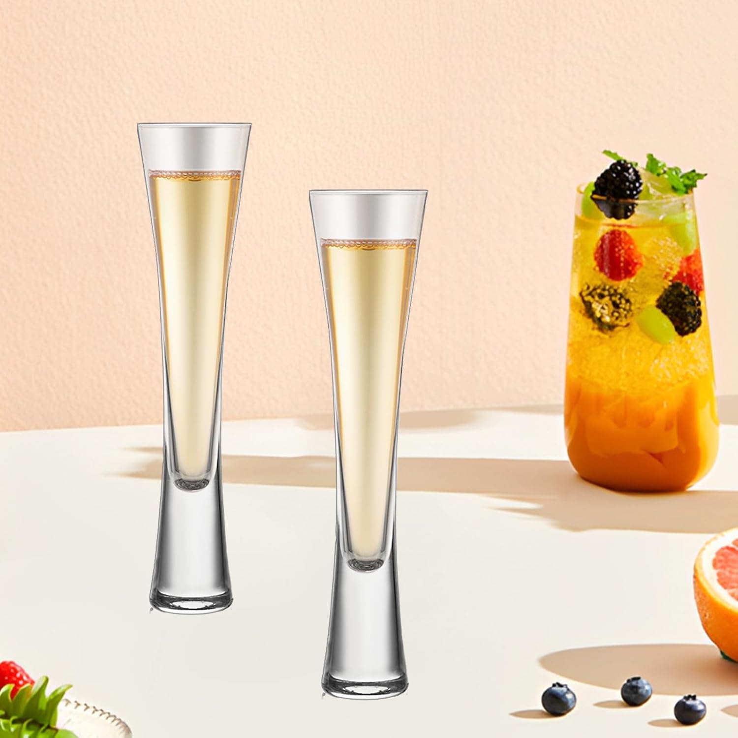 STARVAST Champagne Flutes 5oz, Hand Blown Champagne Glasses, Set of 2 Clear Crystal Glass Unique Gift for Birthday,Wedding,Mother's Day,Housewarming