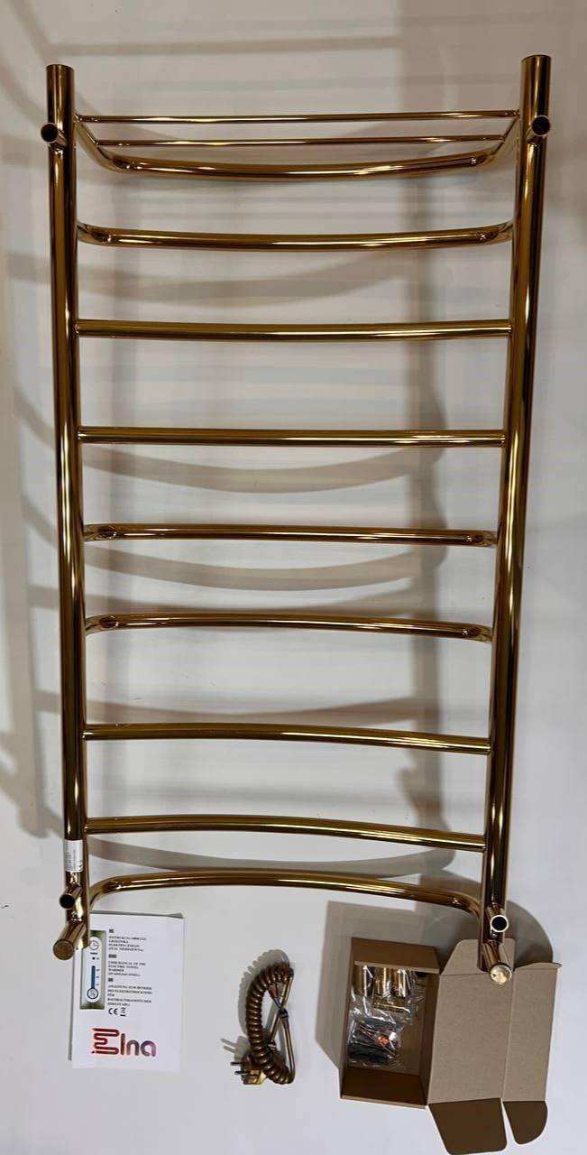 Elna Scaldasalviette Oro - 168W - 1005x530mm - Elettrico con Ripiano - Per Famiglia & Casa - Acciaio Inox - Con Termostato, Timer & Eco - IP44 - Montaggio a parete