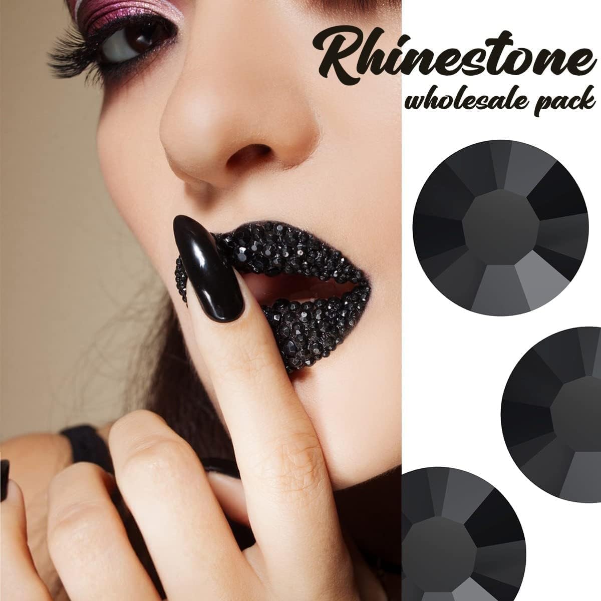 5300PCS 3mm Small Solid Black Resin Rhinestones Bulk for Bedazzling Crafting SS10 Pure Black Flat Back Jelly Stones Non-Hotfix Diamonds Gems Charms for Nails Face Eyes Makeup DIY Beauty Crafts - Image 5