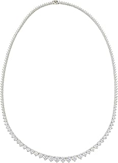 Sterling Silver & Graduated CZ 3 or 4 prongs Tennis Necklace, 18", White, Yellow or Rose Gold Plated