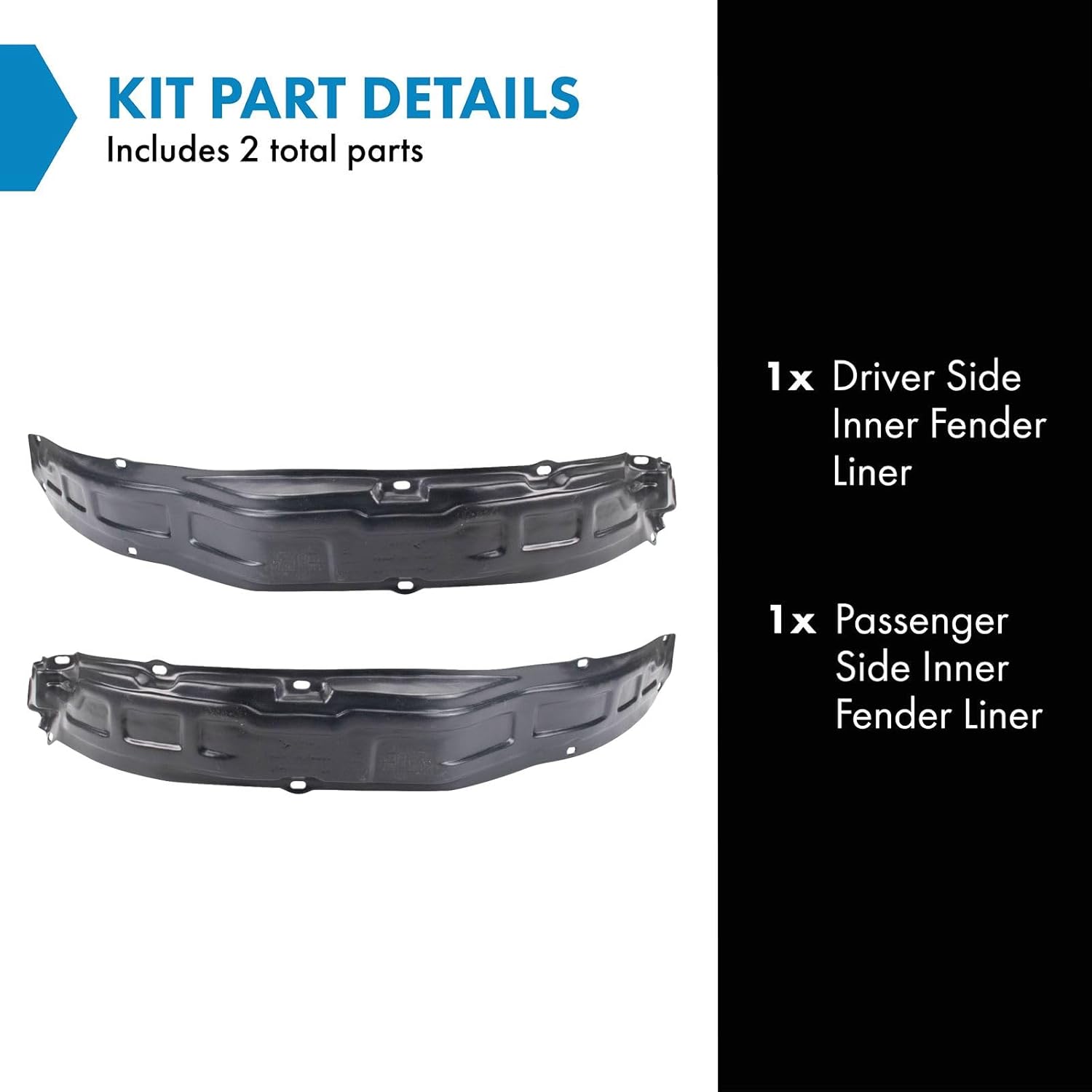 trq front driver and passenger side inner fender liner set compatible with 1989-1997 geo tracker 1989-1998 suzuki sidekick 1998 chevrolet tracker