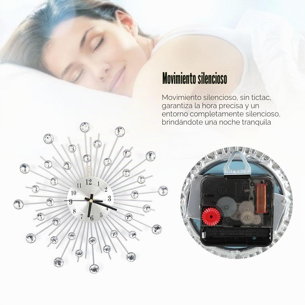 Reloj de pared de metal con forma de estrella de diamante, reloj de estrella de cristal, decoración del hogar, tachonado de diamantes, decoración de dormitorio, salón
