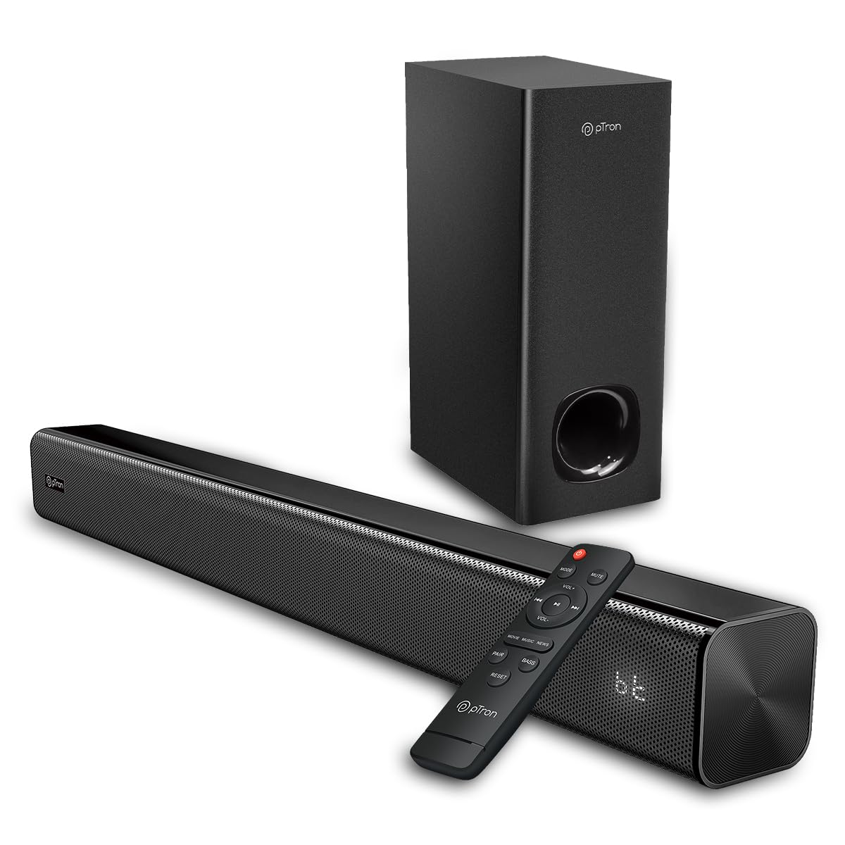 pTron Jazz Plus 120W Soundbar with Wired Subwoofer for TV, Immersive Sound, 2.1 CH, Multi-Connectivity BT5.3/HDMI ARC/Aux/USB, 3 EQ Modes Movie/Music/News & Remote Control (Black) (B0CTXLBDWD) Amazon Price History, Amazon Price Tracker