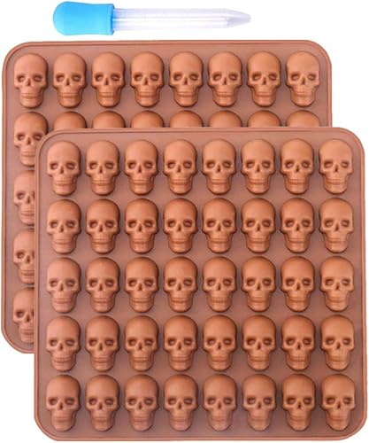 1 juego de molde de calavera de Halloween para galletas de calavera de Halloween, bandejas de silicona de gomitas de silicona para caramelos