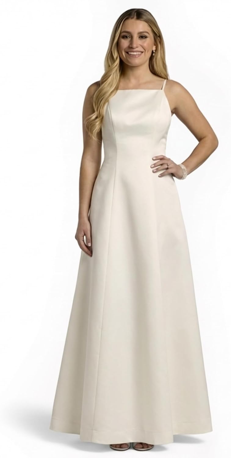 David's Bridal Satin A-Line Open Back Wedding Dress