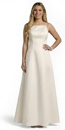David's Bridal Satin A-Line Open Back Wedding Dress