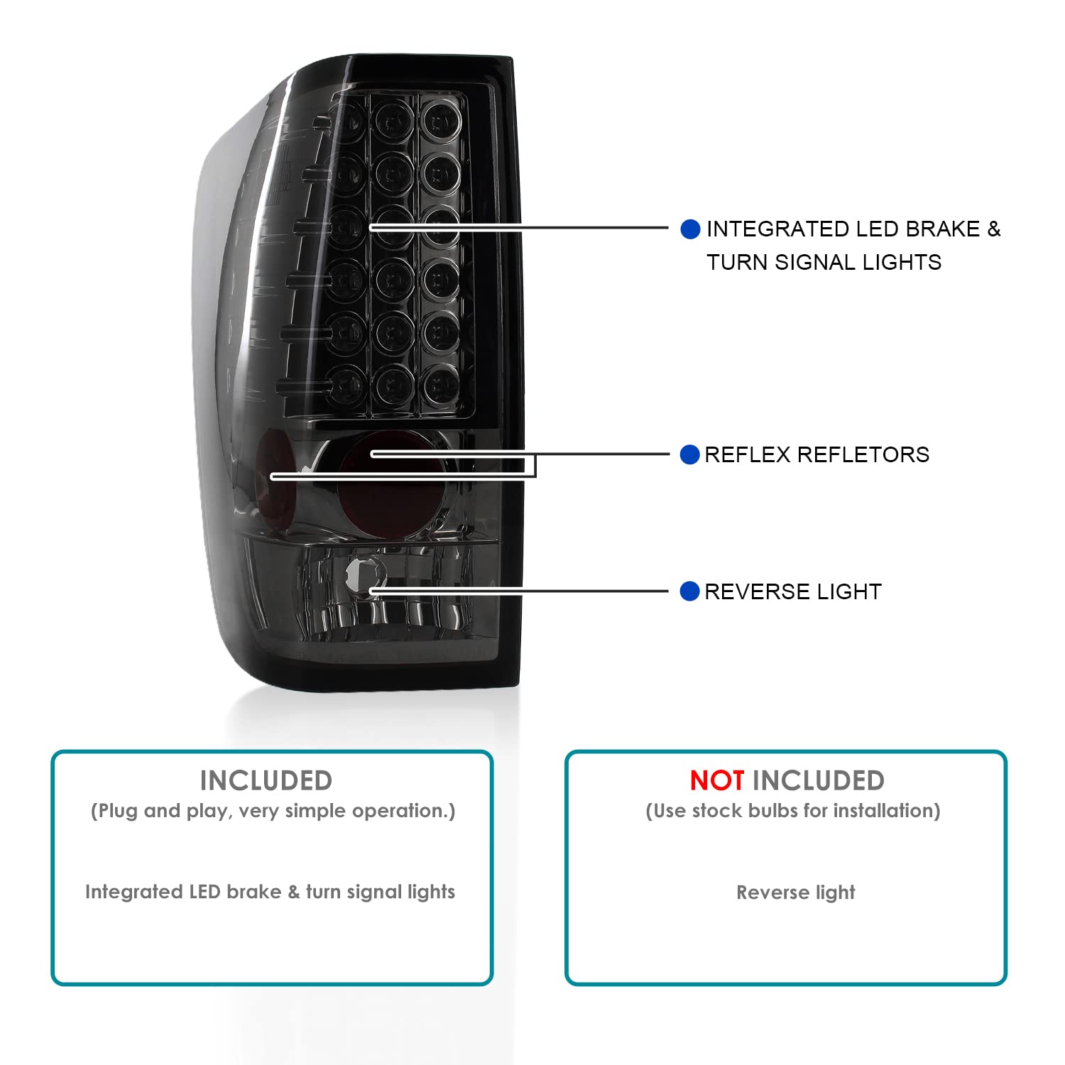 Spec-D Tuning Smoke LED Tail Lights For 2004-2015 Nissan Titan (Without Utility Bed) - Left & Right Pair