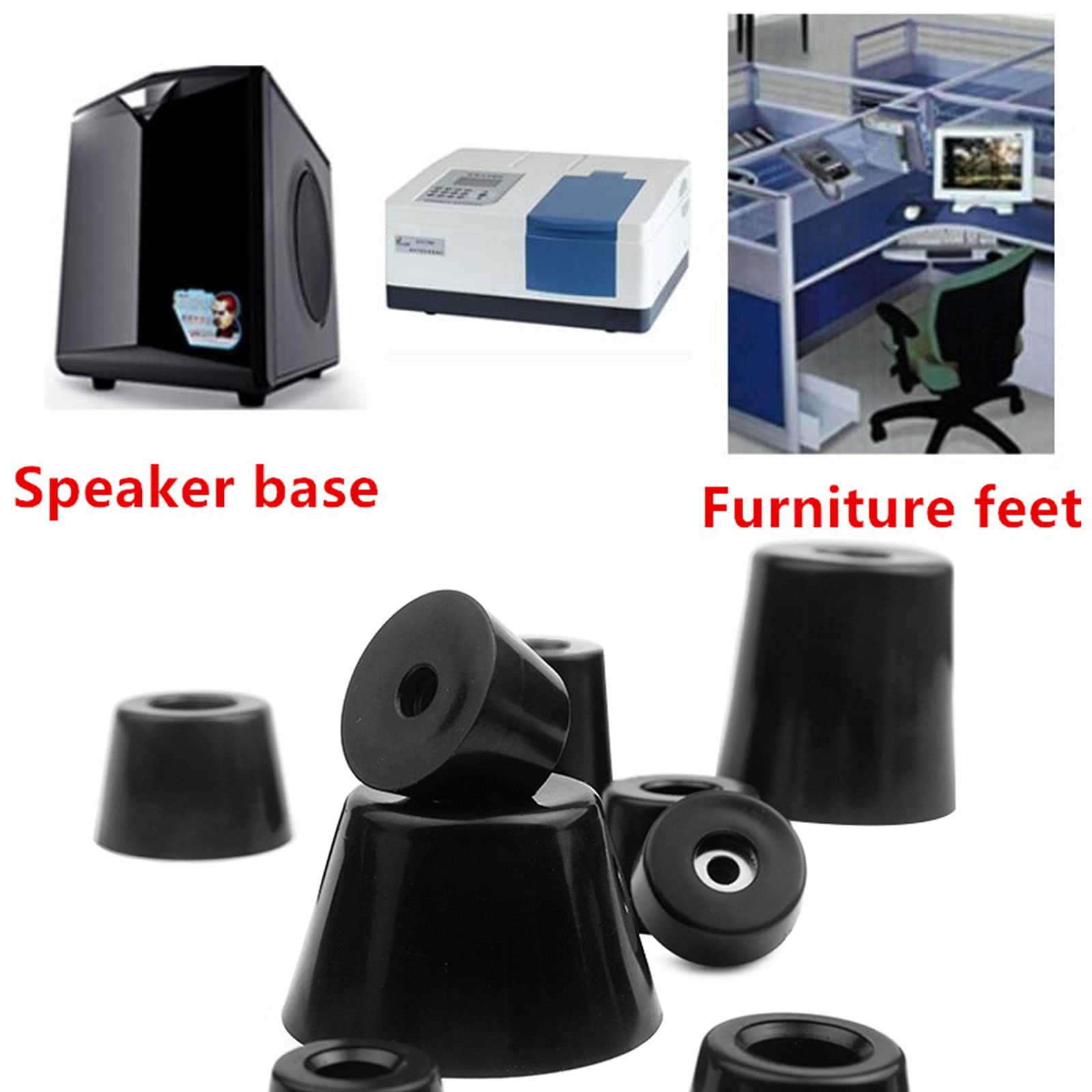 24 Patas De Goma Para Altavoces O Cajas - 25x15 Mm, Con Inserto De Acero, Antideslizantes