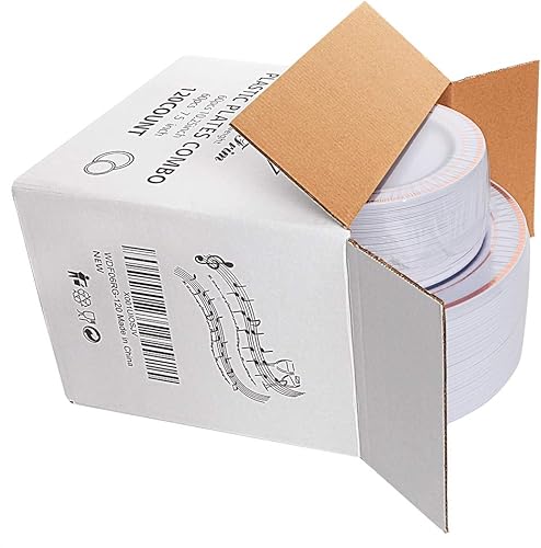 Vista 54 de WDF - Vajilla desechable de plástico para fiesta de boda, Dorado